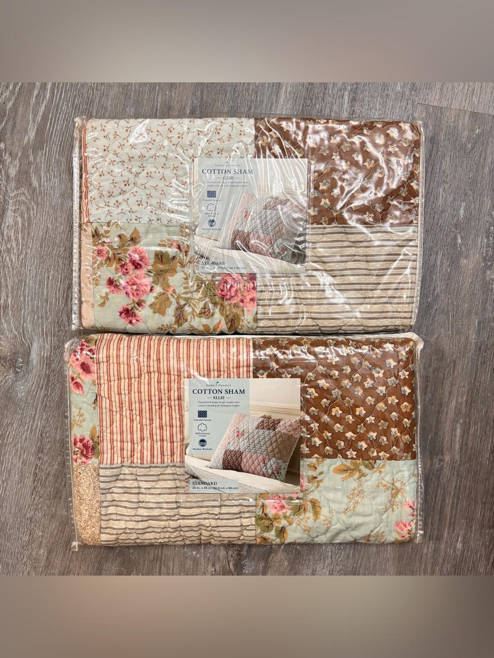 Quilted Patchwork Home Classics Cotton Sham Ellie Set of 2 Standard Size Cottage
